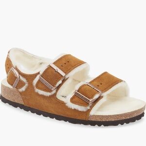 Shearling Birkenstock Milano Slingback sandal mule slipper size 39
